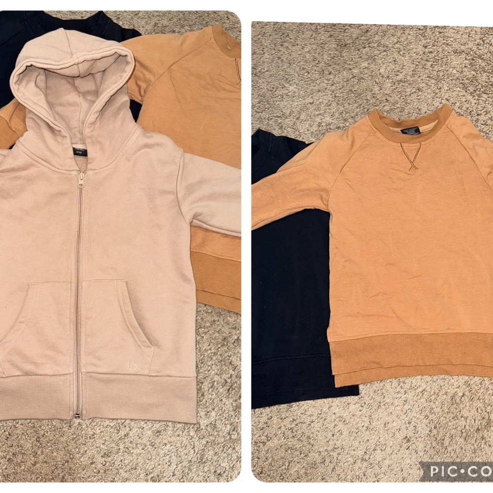 Little Bipsy Kids Hoodie and Sweater Set - Tan and Taupe